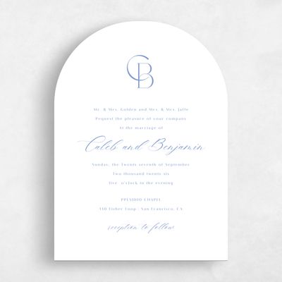 Dark Pastel Blue Wedding Invitation - Kenai Portrait