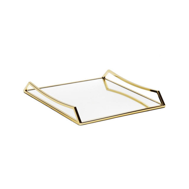 Classic Touch Square Mirror Tray with Handles