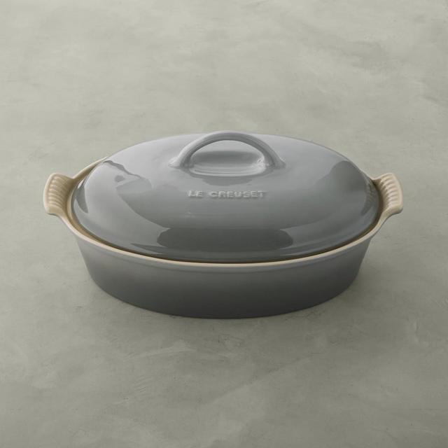 Le Creuset Heritage Stoneware Oval Covered Casserole, 4-Qt., French Grey