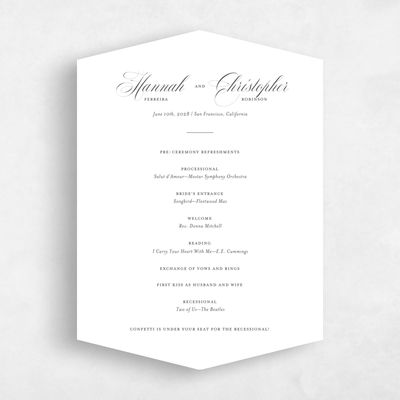 White Diamond Wedding Program - Jade