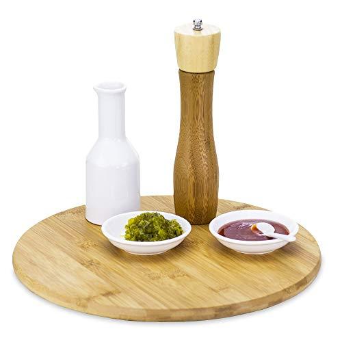 TB Home 14" Bamboo Lazy Susan Lazy Susan Kitchen Turntable for Pantry Cabinet or Table