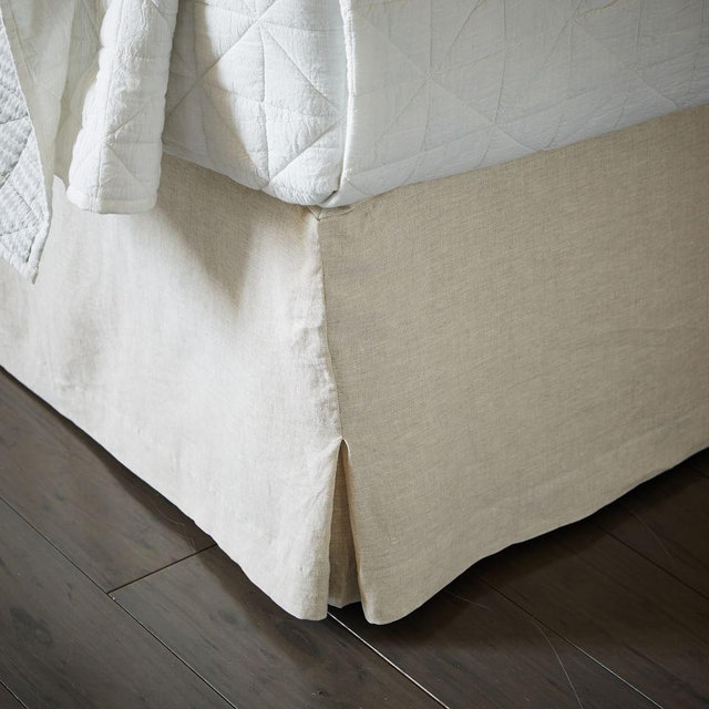 European Linen Bedskirt, King, Natural Flax