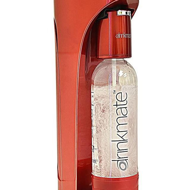 DrinkMate Sparkling Water and Soda Maker, Carbonates ANY Drink, with 1L Re-usable BPA-free Carbonating Bottle and Patented Fizz Infuser - Royal Red (Does Not Come with CO2 Cylinder)