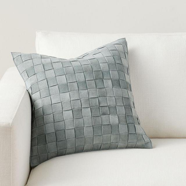 Suede Basketweave Pillow Cover, 18" x 18", Chambray