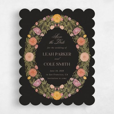 Black Scalloped Wedding Save the Date - Isolde Portrait Foil