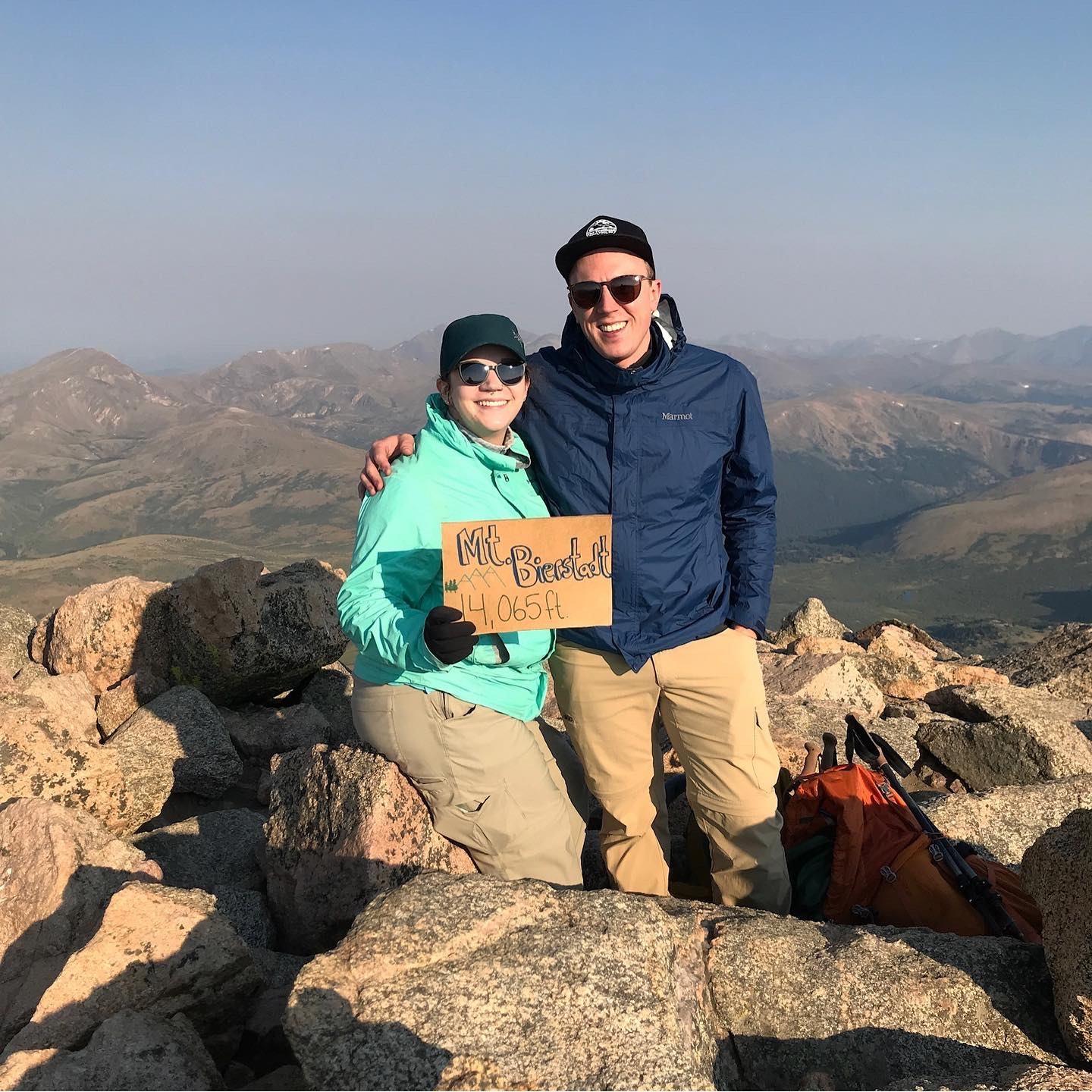 Our 1st 14er. I was too shakey to stand up!