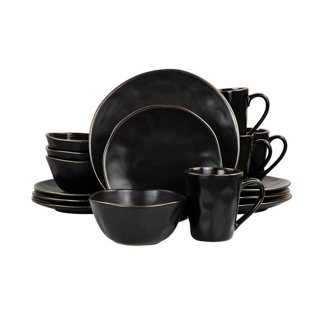 Elama Textured, Uneven Dimpled Design Emilio 16 Piece Stoneware Dinnerware Set, Service for 4