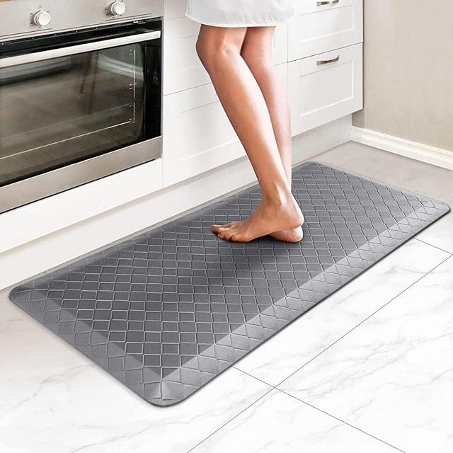 HappyTrends Kitchen Floor Mat - 3/4 Inch Thick Anti-Fatigue Kitchen Rug,Waterproof Non-Slip Kitchen Mats and Rugs Heavy Duty Ergonomic Comfort Rug for Kitchen,Office,Sink,Laundry,(17.3" x 39", Gray)