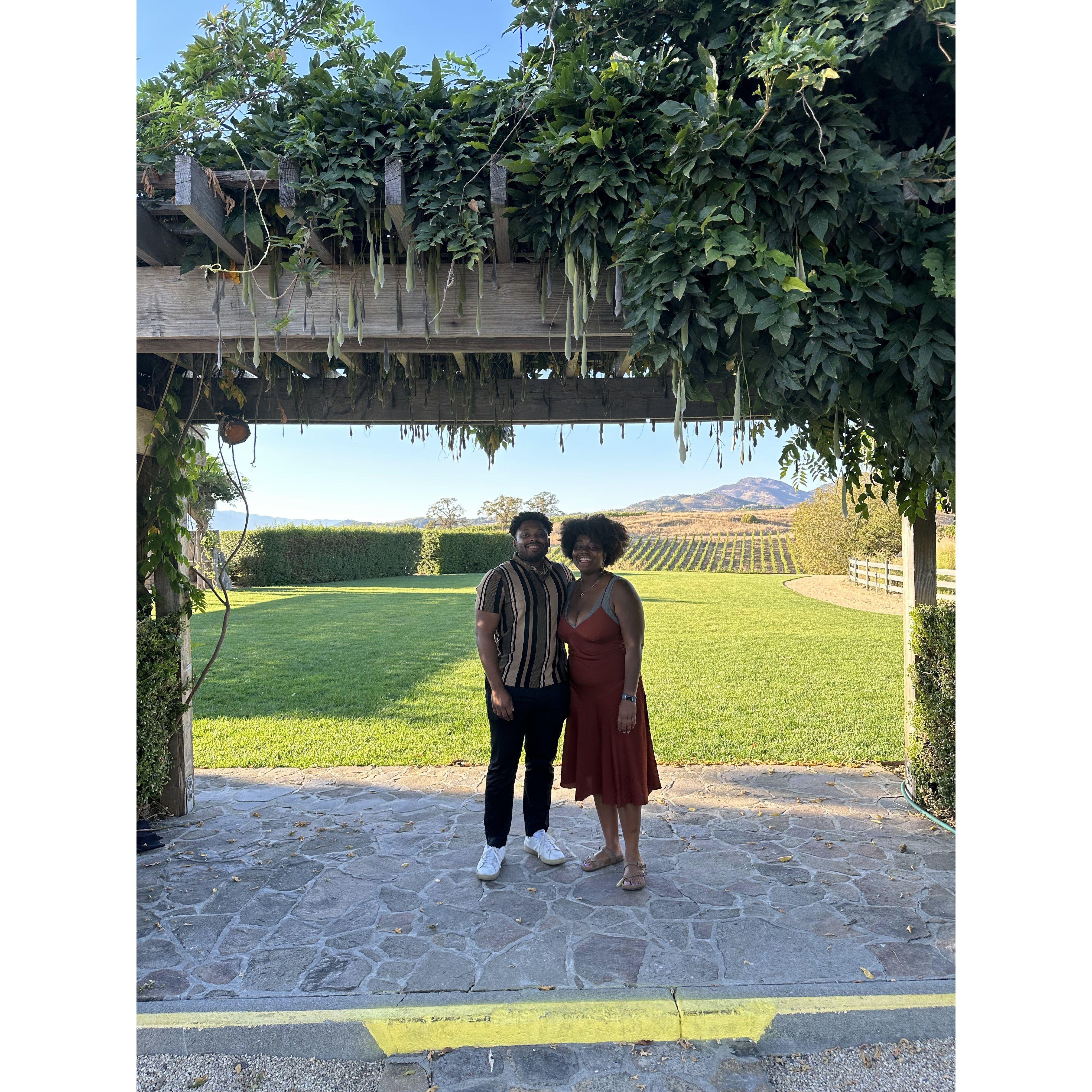 Our first time in Napa! Markell enjoyed all of his wine glasses as we celebrated his move to California