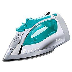 Sunbeam Steam Master GCSBSP-201-FFP 1400 Watt Large Anti-Drip Non-Stick Stainless steel Soleplate Iron with Variable Steam Control and 8' Retractable Cord, Chrome/Teal