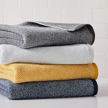 Organic Blue Heathered Bath Towels