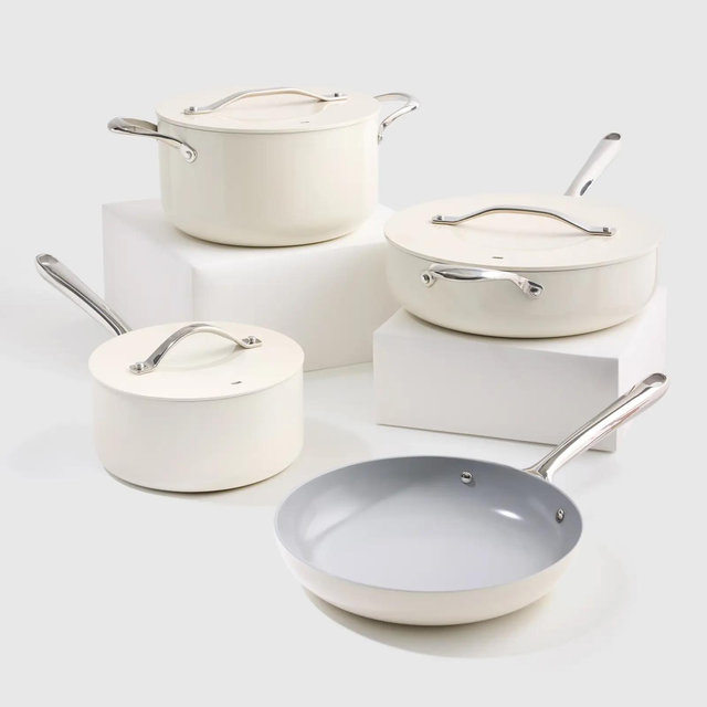 Ceramic Nonstick 7pc Cookware Set - Ivory