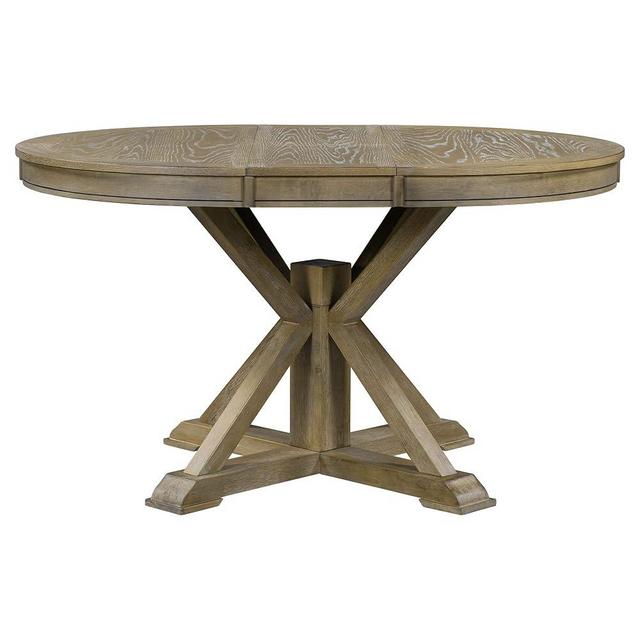 LUMISOL 42"-54" Extendable Round Dining Table for 4-6, Solid Wood Kitchen Table with a 12" Removable Leaf, Farmhouse Dining Table for Dining Room, Living Room, Space-Saving, Natural