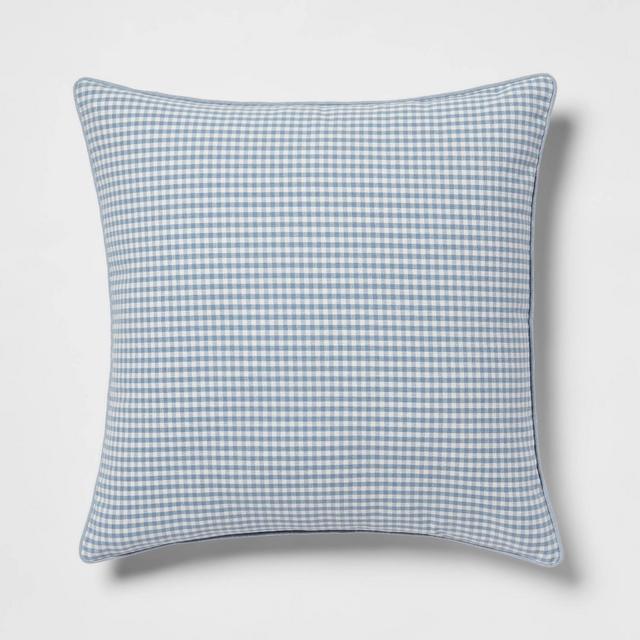 Oversized Woven Gingham Square Throw Pillow Blue/Cream - Threshold™