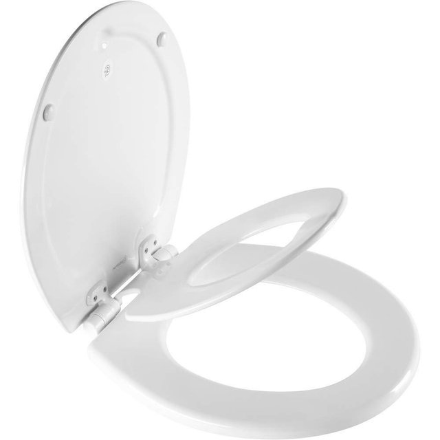 MAYFAIR 88SLOW 000 NextStep2 Toilet Seat with Built-In Potty Training Seat, Slow-Close, Removable that will Never Loosen, ROUND, White