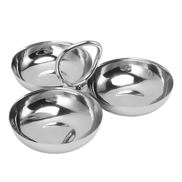 304 Stainless Steel Serving Plate, 3 IN 1 Fruit Bowl Snack Plate, Reusable Dessert Plates, Fruit Plate for Fridge, Simple Snack Tray, Portable Serving Tray for Home Kitchen Party(Mmol/L)