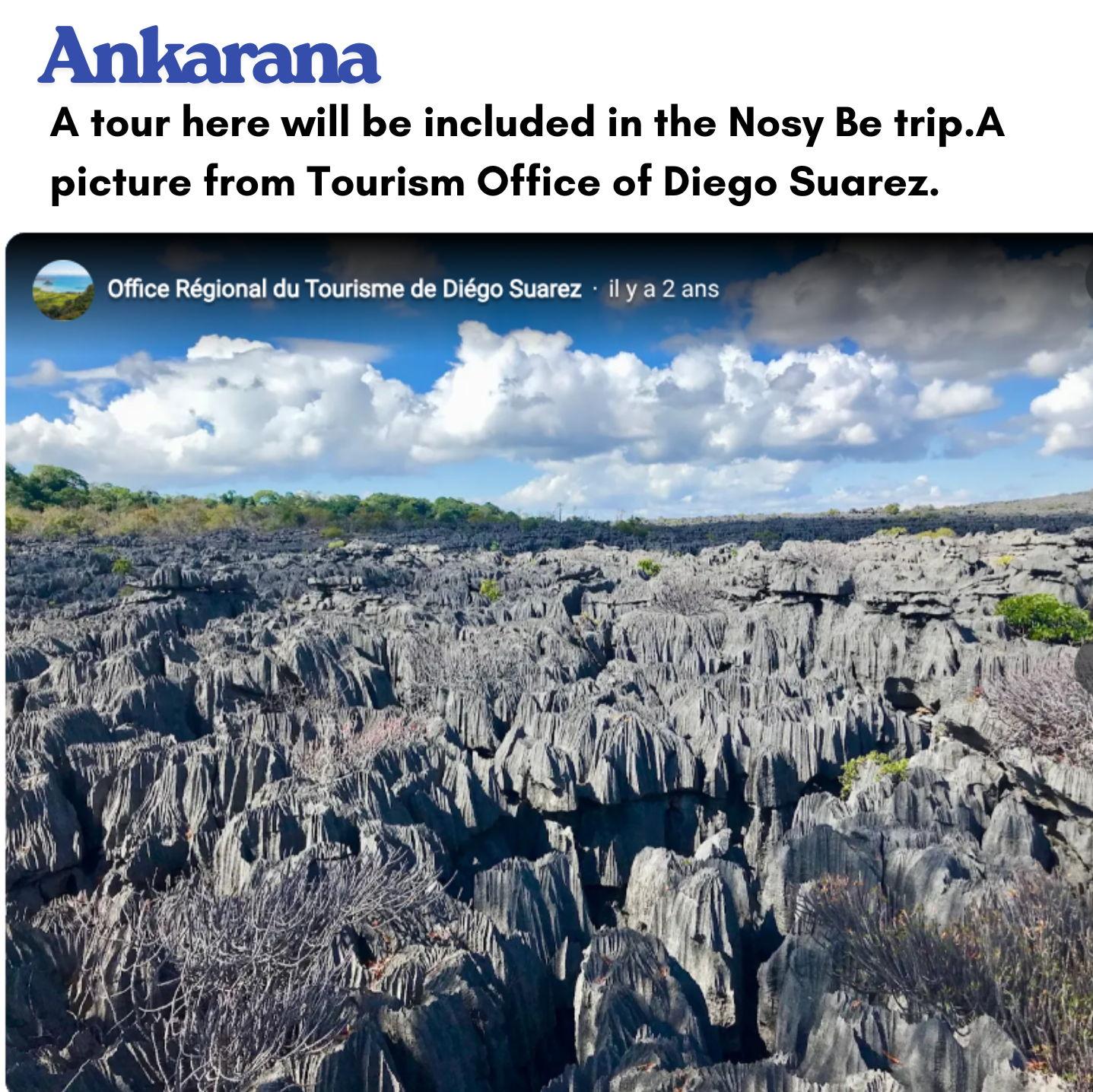 his reserve is around 120km from Nosy Be and among one the places in Madagascar famous for its geological rock formation.