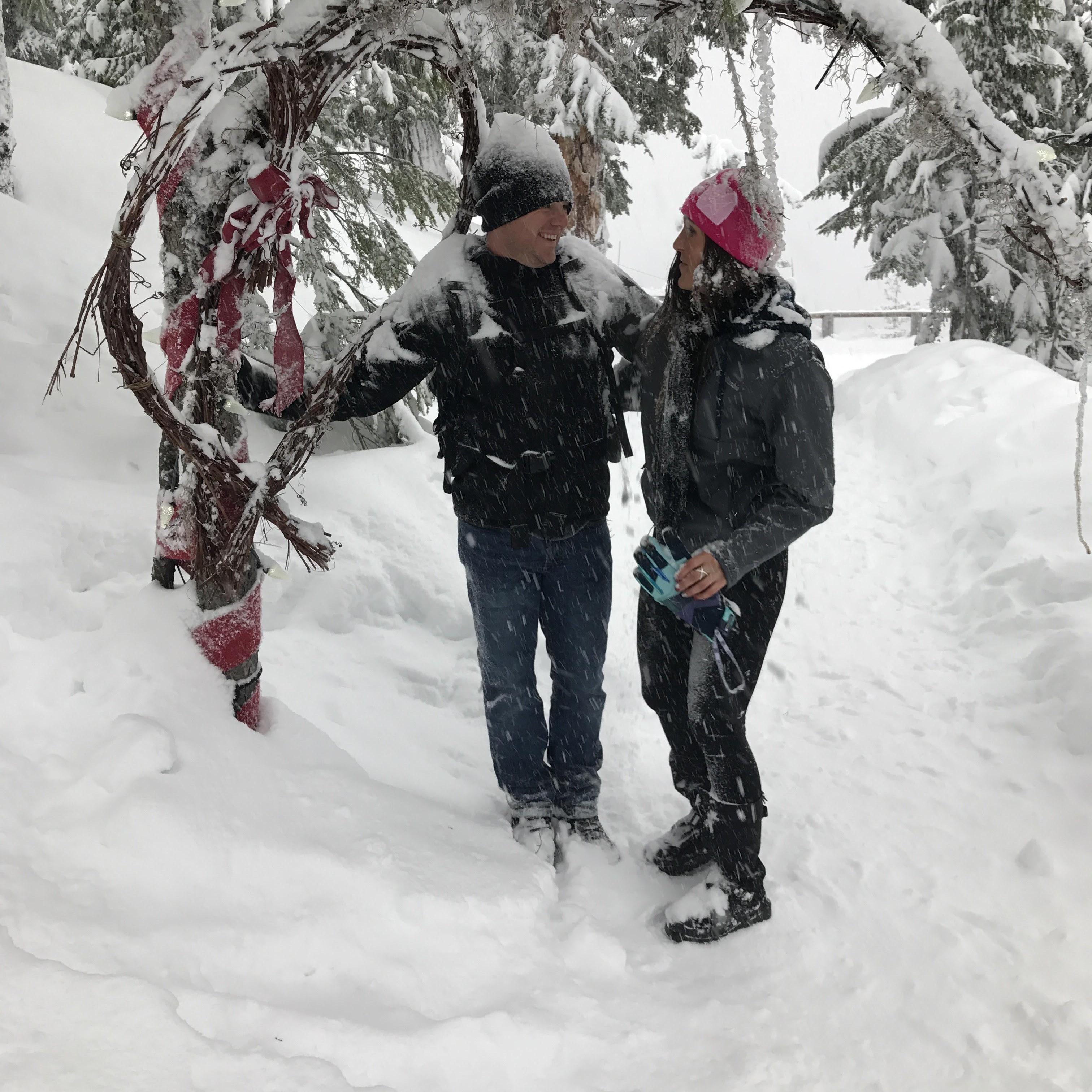He shook the tree and got us covered with snow! SO GREAT!