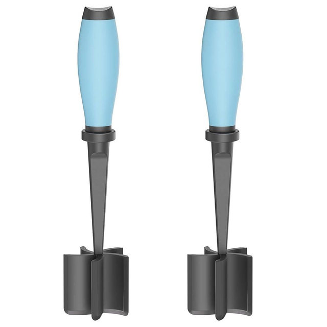 2 Pack Meat Chopper, 5 Curve Blades Ground Beef Masher, Heat Resistant Meat Masher Tool for Hamburger Meat, Ground Beef, Turkey and More, Nylon Hamburger Chopper Utensil Non-scratch Utensils-blue