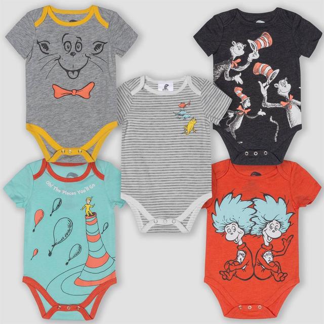 Baby Dr. Seuss 5pk Short Sleeve Bodysuits - 0-3M