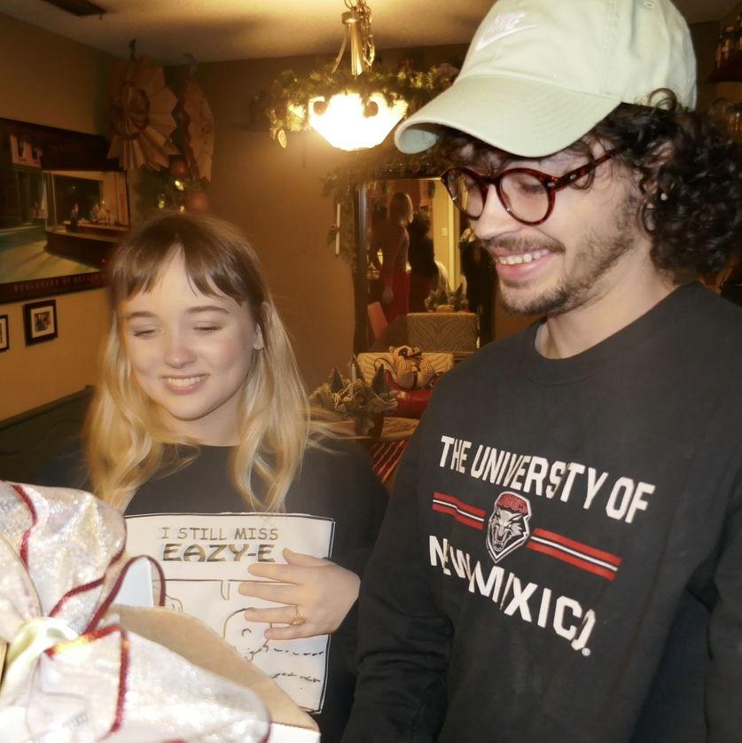 Opening an engagement gift