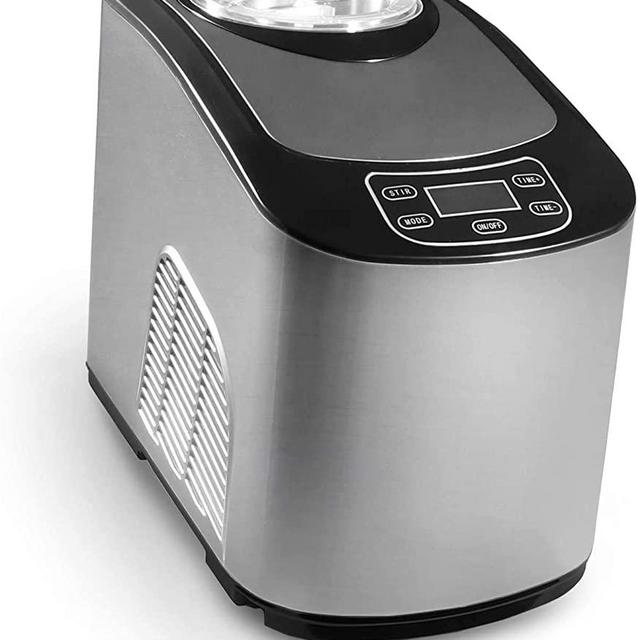 WATOOR Compressor Ice Cream Maker with Ice Cream Scoop, Countdown Timer, LCD Display Screen, A Recipe Booklet, No Pre-freezing, 1.4 Quart, Gray