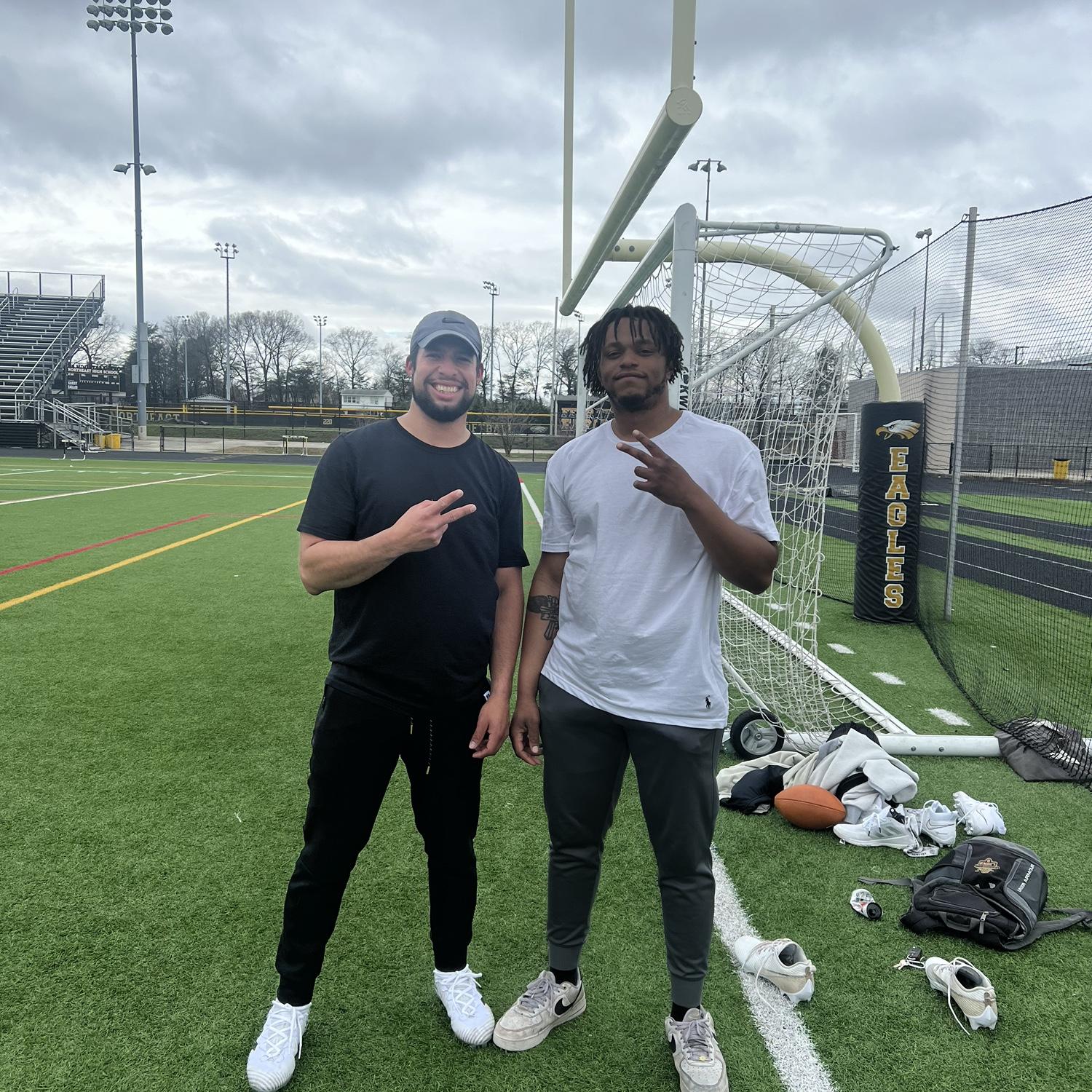 Sam & Delano are best friends & played football together since high school! They still meet almost every weekend to run routes & hang. Their best friend Will loves to come out & challenge them too!