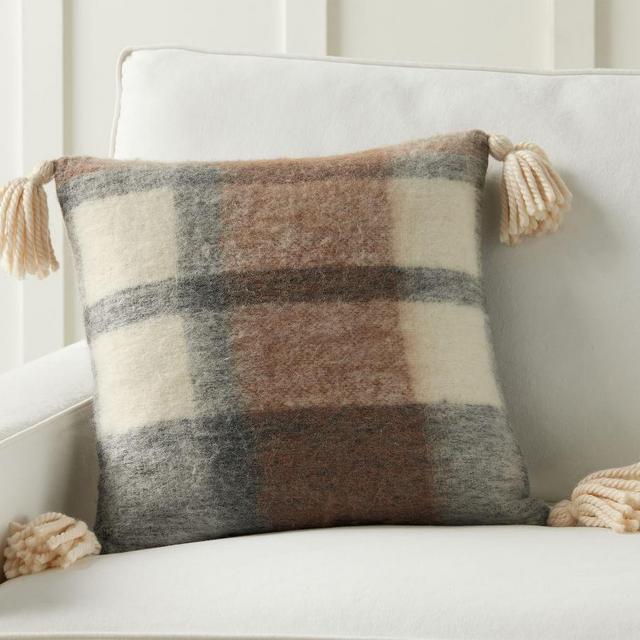 Cullen Plaid Pillow, 20", Gray Multi