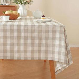 Beige Linen Gingham Table Cloth