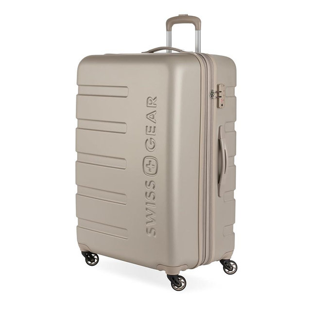 SwissGear 7366 Hardside Expandable Luggage with Spinner Wheels, Sand, Checked-Large 27-Inch
