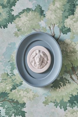 STATUETTE Hand-Cast Plaster Blue Framed Intaglio Wall Art