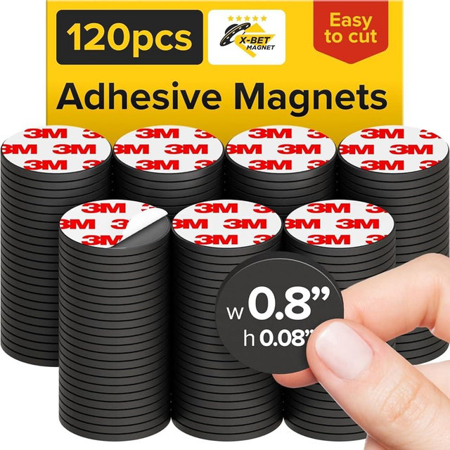 Magnetic Dots - Self Adhesive Magnet Dots (0.8" x 0.8") - Classroom Must Have Peel & Stick Magnetic Circles - Flexible Sticky Magnets - Sheets is Alternative, Stickers, Strip, Magnetic Tape (120 Pcs)
