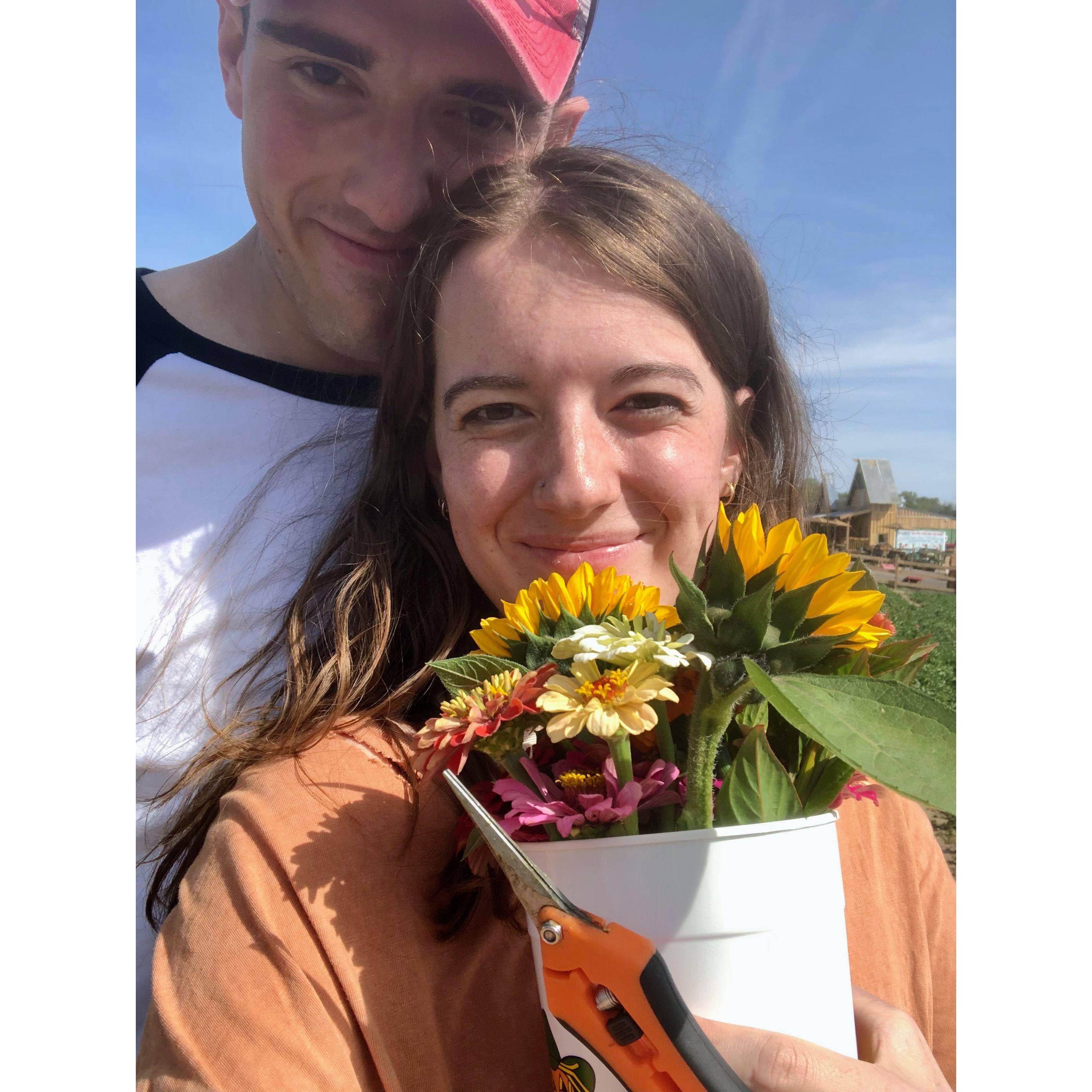 Picked our own bouquet at the pumpkin patch!