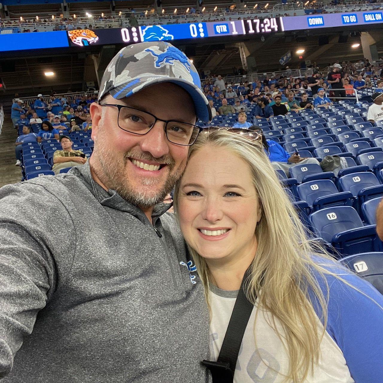Our first Lions Game together! Now we are season ticket holders!