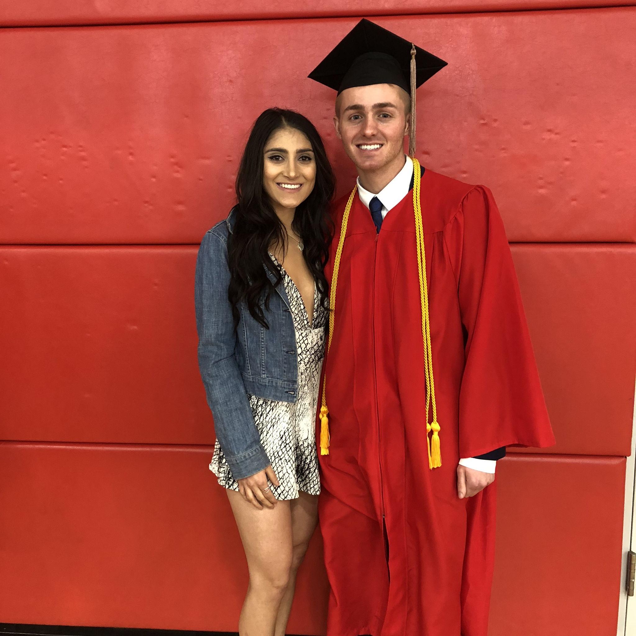 Logan graduated a semester before Emma, after realizing he had enough credits to graduate 2 weeks prior.