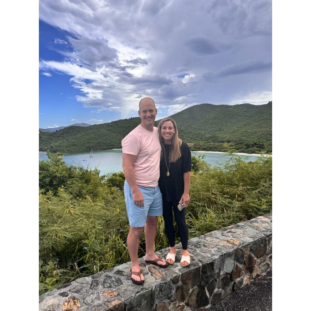 Looking over Maho Bay, where Michael proposed