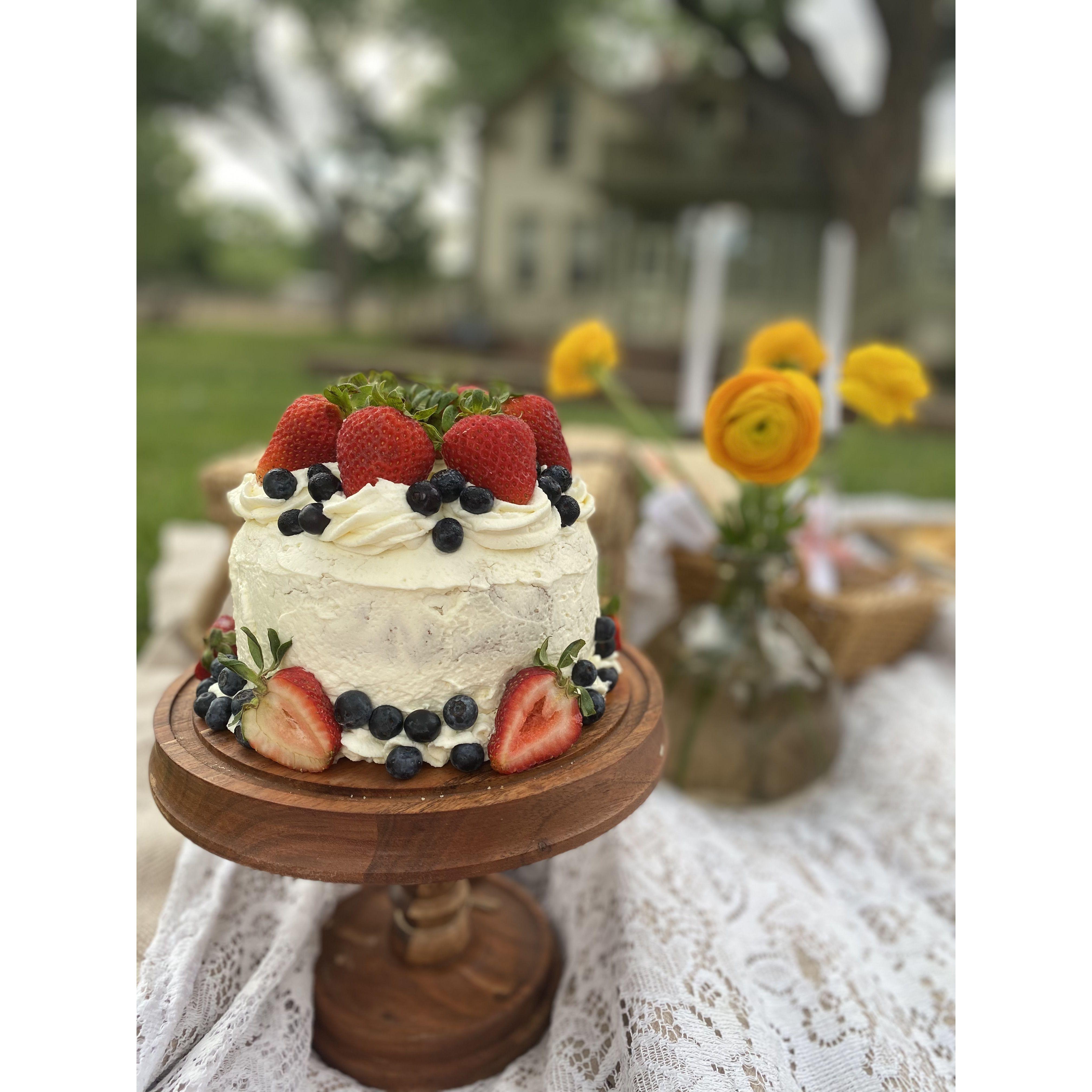 The most beautiful handmade cake by our close friend Jordyn, enjoyed as part of our proposal picnic.