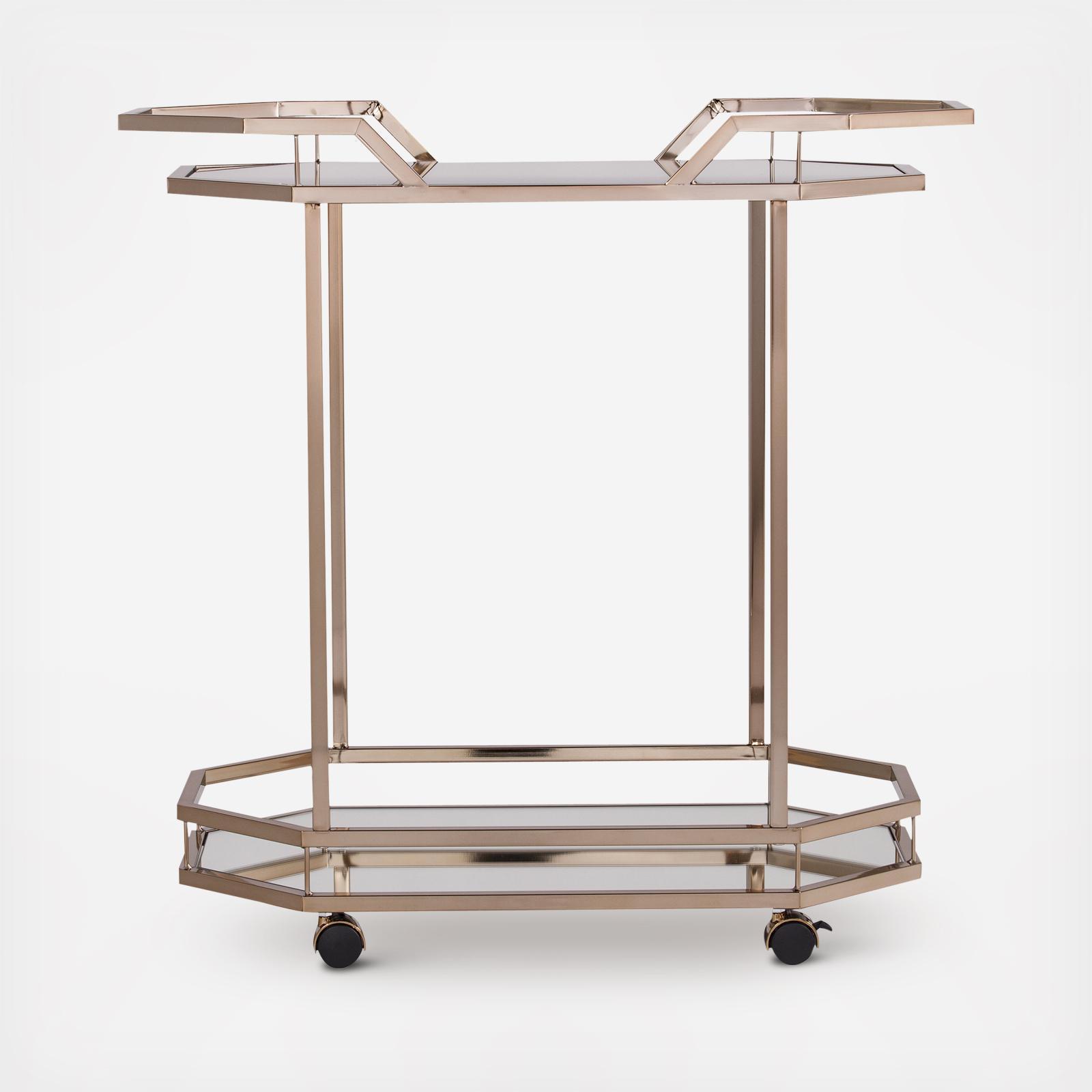 Ari Mirrored Art Deco Bar Cart - Thumbnail 3