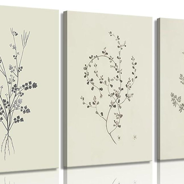Lyizeba 3Pcs Botanical Canvas Wall Art Vintage Neutral Branch Wall decor pictures Minimalist Floral Sketch Prints for Farmhouse Living Room Bedroom Kitchen Bathroom Home Decoration 12x16in
