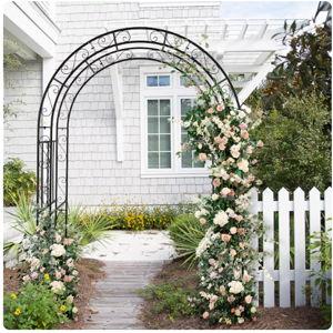 Winado Iron Arbor 4.33-ft W x 6.98-ft H Arched Black Wrought iron Garden Arbor