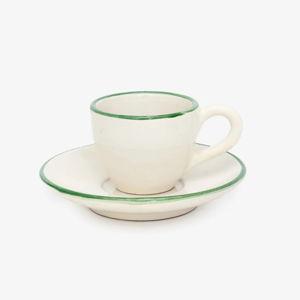 Gio Espresso Set | White with Green Stripe