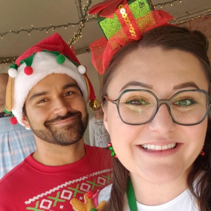 Here we are volunteering at our favorite event- Para Los Ninos, which we volunteer at each year.