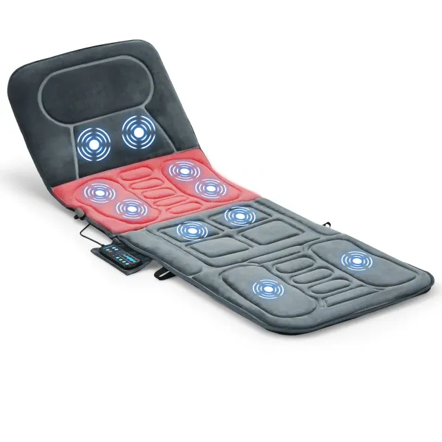 Costway Foldable Massage Mat Full Body Massager with Heat & 10 Vibration Motors