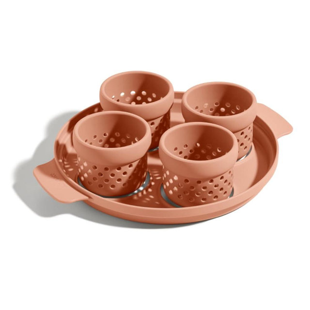 Our Place Silicone Egg Poacher Add-On - Easy-Use Poaching Set | Fail-Proof Water Bath Design | Includes Sturdy Nylon Platter & Perforated Cups | BPA-Free, Dishwasher Safe | Spice