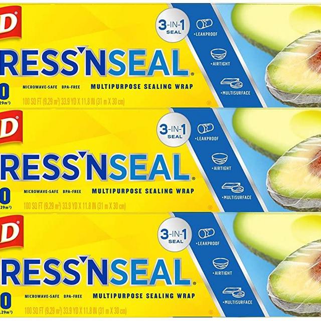 Glad Press'n Seal Plastic Food Wrap - 100 Square Foot Roll (Pack of 3) (Package May Vary)