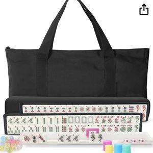 Nova Microdermabrasion American Mahjong Mah Jongg Set 166 Tiles 4 All-in-One Color Rack/Pushers Red Soft Bag Full Size Complete Mahjongg Ma Jong Set (Red)