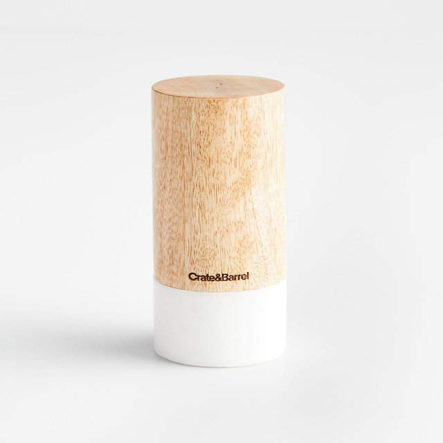 White Marble & Wooden Pepper Shaker