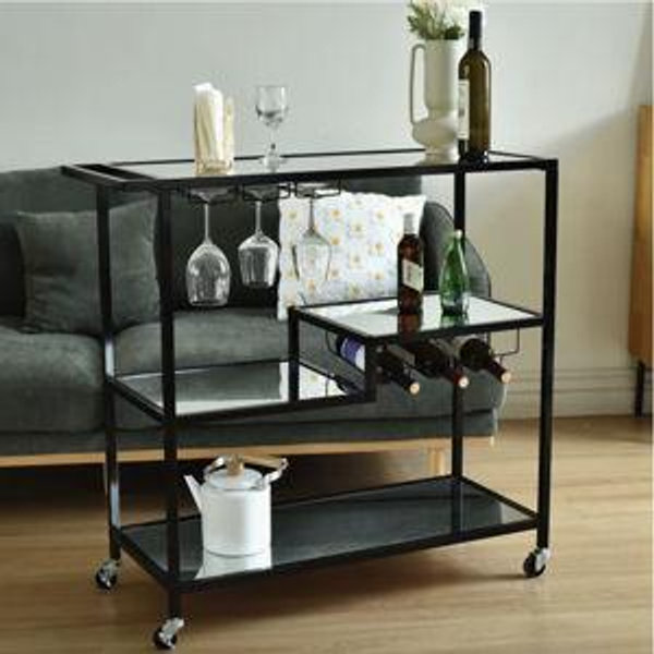 Mercer41 Gregoriana Mirror Bar Serving Cart & Reviews | Wayfair - Frame Color: Black