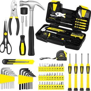 58-Piece Tool Kit Basic Home Repair Tool Set, General Household Hand Tool Kit,Small Tool Kit with Plastic Toolbox Mini Tool kit for Women, Office & College Repairs Yellow