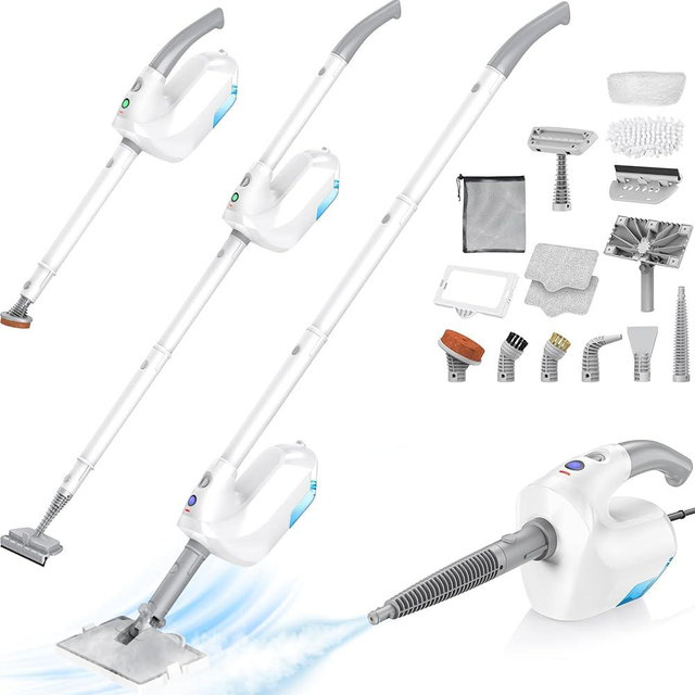10-in-1 Steam Mop with Detachable Handheld Steamer, Multi & Up Steam Mops for Floor Cleaning with 350ml Tank, 10s Heat-Up, 2-Level Control, Lightweight Floor Steamer for Home, Floors, Carpets, Tiles